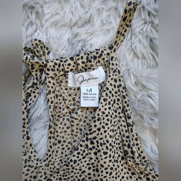 *NWT* Japna Women's Medium Cheetah Print Spaghetti Strap Halter Peplum Top - Picture 3 of 10